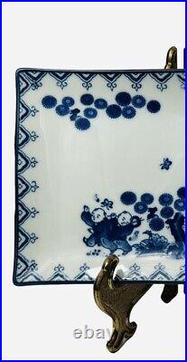 Japanese Blue & White Porcelain Nabeshima Karako Long Plates Sushi 8.5 Lot of 5