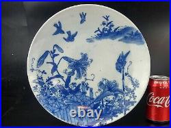 Japanese Blue and White Porcelain Large Charger Meiji Period