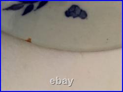 Japanese Igezara Blue & White Porcelain Charger Plate Peony Cranes 40cm Antique