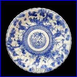 Japanese Meiji Period Antique Blue & White Stencil Ware Porcelain Plate c1880