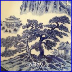 Japanese Meiji Period Blue and White Imari Shallow Bowl or Charger MCI Signed