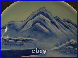 Japanese Mt. FUJI Blue & White NABESHIMA PLATE EDO 7.1 × 1.6 940g