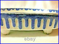 Japanese Porcelain Large Octagon Blue & White Imari Footed Low Bowl/Plate 12