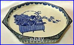 Japanese Porcelain Large Octagon Blue & White Imari Footed Low Bowl/Plate 12