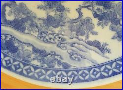 Japanese blue white vintage Victorian Meiji Period oriental antique wall plate B