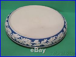 Jasperware Blue & White Cake Plate w Cover Cherub Putti