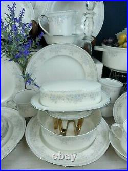 Johann Haviland Royal Lace 49 Pcs Dining Set, Blue/White/Violet Floral