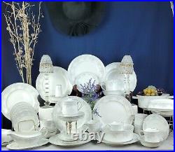 Johann Haviland Royal Lace 49 Pcs Dining Set, Blue/White/Violet Floral