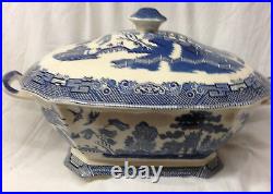 Johnson Brothers England Earthenware Willow Blue Rectangular Tureen 16 1/2