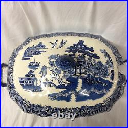 Johnson Brothers England Earthenware Willow Blue Rectangular Tureen 16 1/2