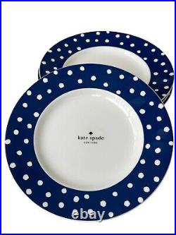 Kate Spade Lenox Primrose Drive Cobalt Blue Dots Set OF 4 Accent Salad Plates 9