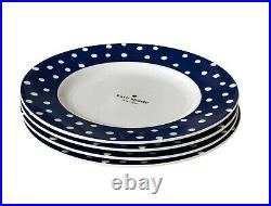 Kate Spade Lenox Primrose Drive Cobalt Blue Dots Set OF 4 Accent Salad Plates 9