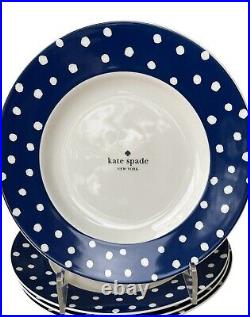 Kate Spade Lenox Primrose Drive Cobalt Blue Dots Set OF 4 Accent Salad Plates 9
