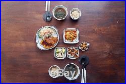 Korean Handmade Ceramic BlueWhite Striped Plate dish Dinnerware/tableware sets