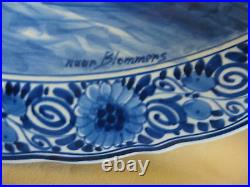 LARGE DELFT PORCELEYNE FLES PLATE 41 cm BLOMMERS