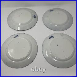 LOT of 4 Bishop & Stonier Flow Blue TORBAY Porcelain 9 Dinner Blue &White, Nice