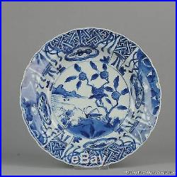 Large 1680-1700 Kangxi Period Kraak Revival Klapmuts Blue White Dish Rare Qing