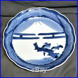 Large 17th C. Japanese Arita Porcelain Plate Dish Blue & White Imari Wax Resist