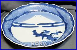 Large 17th C. Japanese Arita Porcelain Plate Dish Blue & White Imari Wax Resist