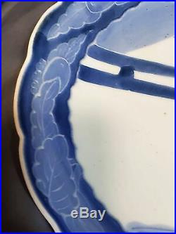 Large 17th C. Japanese Arita Porcelain Plate Dish Blue & White Imari Wax Resist