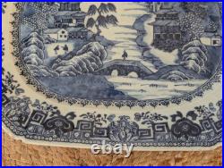 Large 18th C. Antique Chinese Export Blue White Platter Qianlong Qing W37.5cm