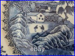 Large 18th C. Antique Chinese Export Blue White Platter Qianlong Qing W37.5cm