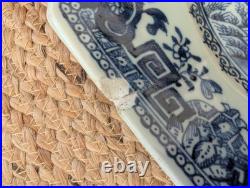 Large 18th C. Antique Chinese Export Blue White Platter Qianlong Qing W37.5cm