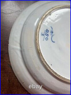 Large 18th Century Dutch Delft Handpainted Blue & White Charger Plate Flowers