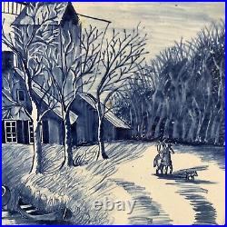 Large 23 x 20 Blue and White Delft Scene Wall Plaque