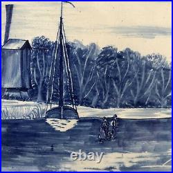 Large 23 x 20 Blue and White Delft Scene Wall Plaque