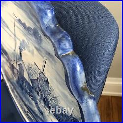 Large 23 x 20 Blue and White Delft Scene Wall Plaque