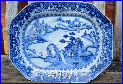 Large Antique Chinese Blue And White Porcelain Plate