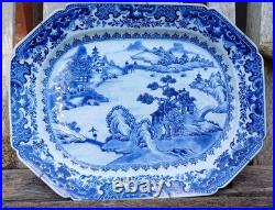 Large Antique Chinese Blue And White Porcelain Plate