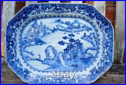 Large Antique Chinese Blue And White Porcelain Plate