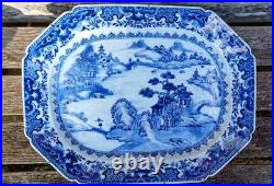 Large Antique Chinese Blue And White Porcelain Plate