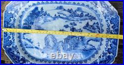 Large Antique Chinese Blue And White Porcelain Plate