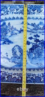 Large Antique Chinese Blue And White Porcelain Plate