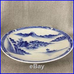 Large Antique Chinese Charger Plate Dish Hand Painted Blue & White Kang Xi