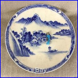 Large Antique Chinese Charger Plate Dish Hand Painted Blue & White Kang Xi