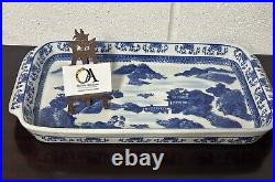 Large Antique Chinese Decorated Blue & White Ceramic Dish