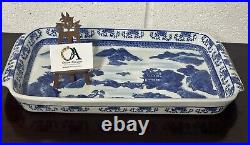 Large Antique Chinese Decorated Blue & White Ceramic Dish