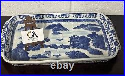 Large Antique Chinese Decorated Blue & White Ceramic Dish