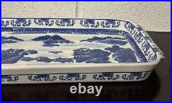 Large Antique Chinese Decorated Blue & White Ceramic Dish