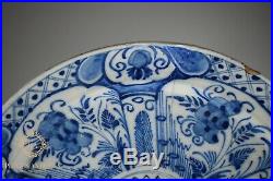 Large Antique Delft Tin Glaze Blue & White Wall Charger Plate