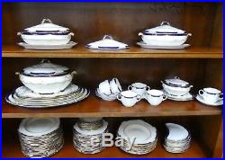 Large Antique Dinner Service Country Estate Tureens Bowls Plates Blue/White