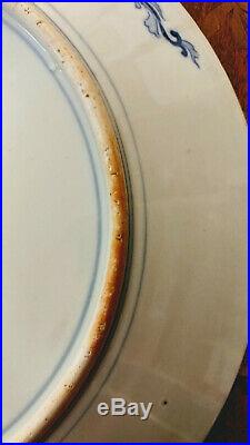 Large Antique Japanese Porcelain Blue and White Plate, Stamped. Make an offer