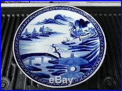 Large Antique Period Chinese Qing Dynasty Blue And White Charger Plate