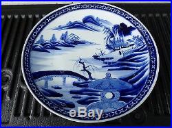 Large Antique Period Chinese Qing Dynasty Blue And White Charger Plate