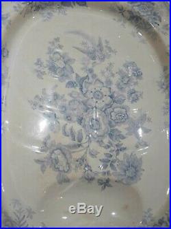 Large Antique Serving Plate Platter Blue & White China Brownfield Victorian