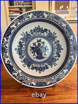 Large Blauw Delfts Distel Hand Painted Blue White 12.5 Bowl Plate Wall Hanging